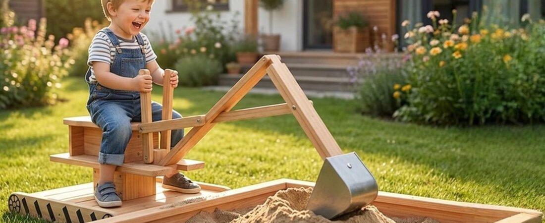 Qaba Wooden Sandbox with Digger — Outdoor Fun for Little Builders!