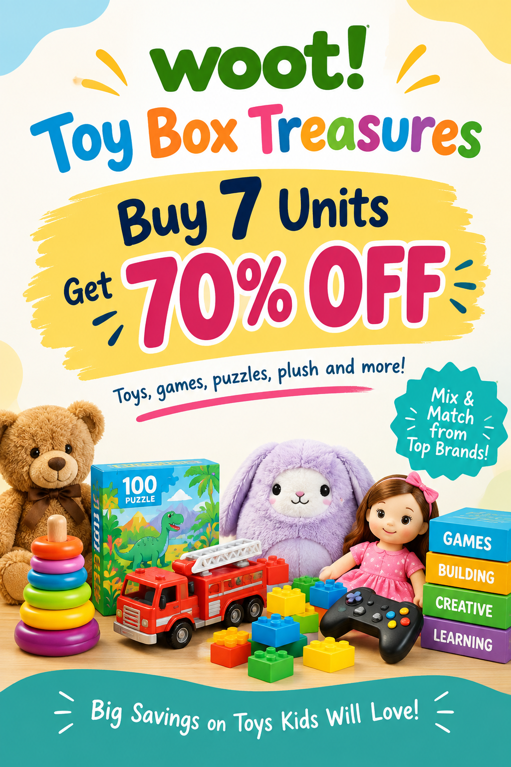 Woot: Toy Box Treasures! Buy 7+ Units Get 70% Off!