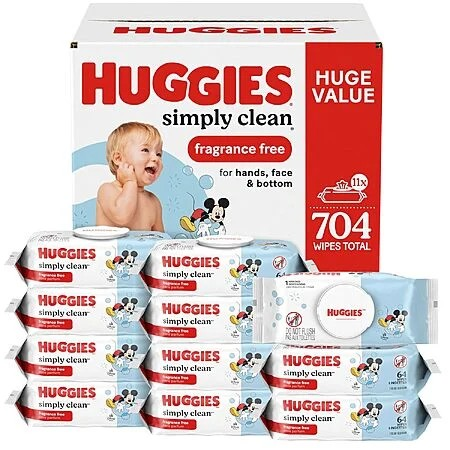 Huggies Simply Clean Baby Wipes: 704-Count Pack for Just $13